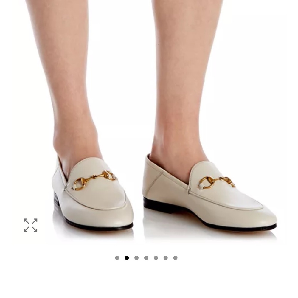 Gucci White Horsebit Loafers